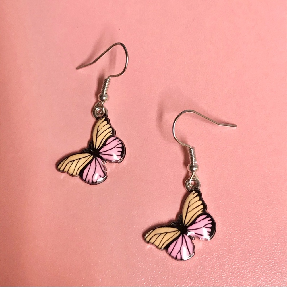 4/$10!!Pink butterfly earrings